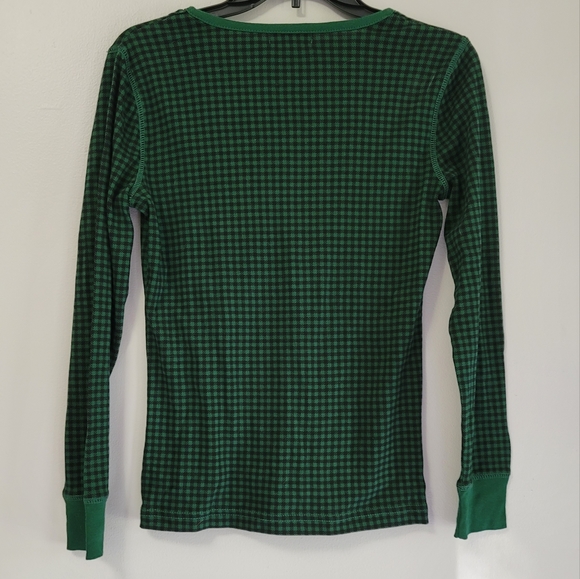 Chaps Long Sleeve Black and Green 100% Cotton Plaid Pajama Top Size Small - Picture 2 of 3